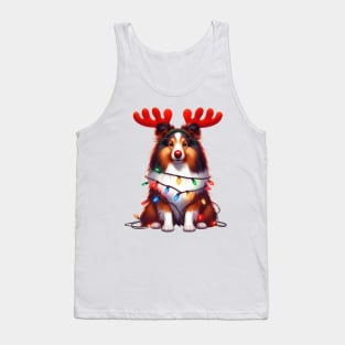 Christmas Red Nose Shetland Sheepdog Tank Top